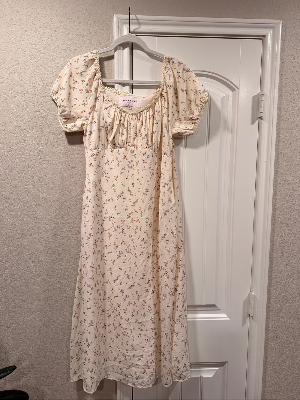JessaKae Cream Floral Midi Dress